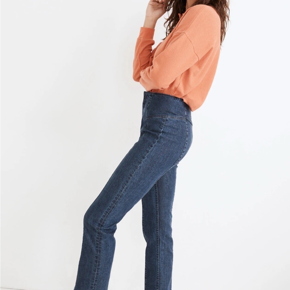 Madewell Blue High Rise Jeans slim Demi -boot